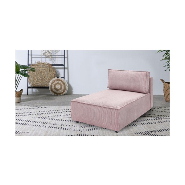 Svetlo rožnat modul za sedežno garnituro iz rebrastega žameta (s kotom po izbiri) Nihad modular – Bobochic Paris-image-1