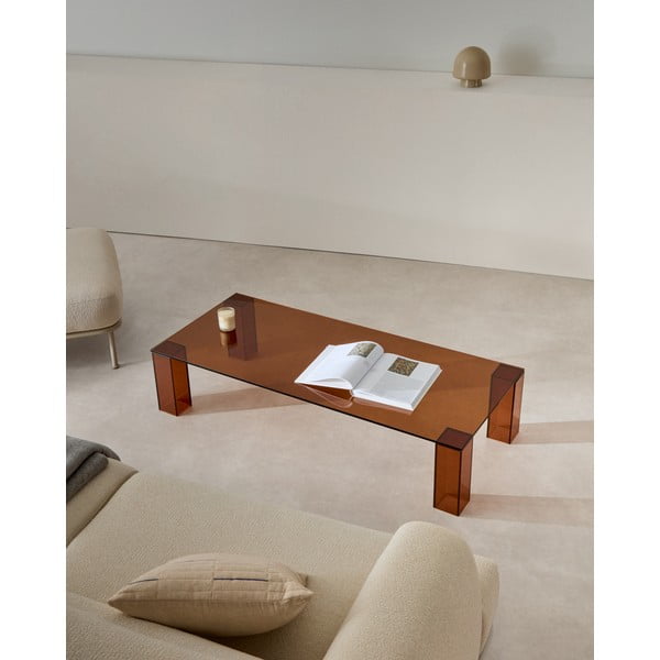 Rjava steklena mizica 60x140 cm Adularia – Kave Home-image-1