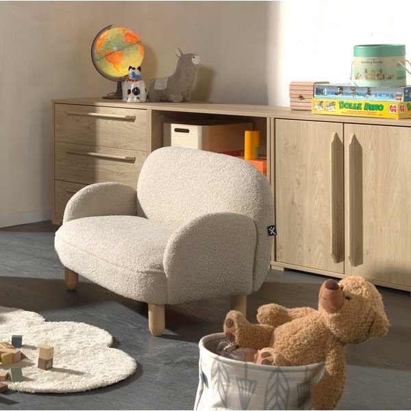 Bež otroška sedežna garnitura iz tkanine bouclé 89 cm Rocky – Vipack-image-1