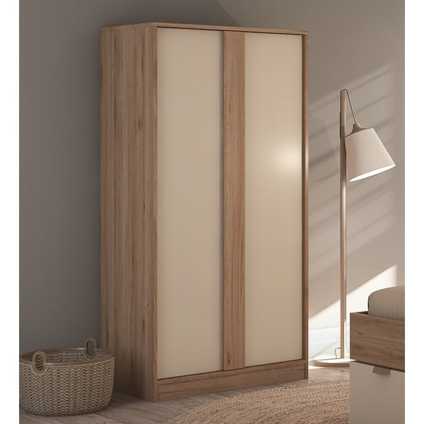 Kremno bela garderobna omara v hrastovem dekorju 90x180x53 cm Dennis – Marckeric-image-2