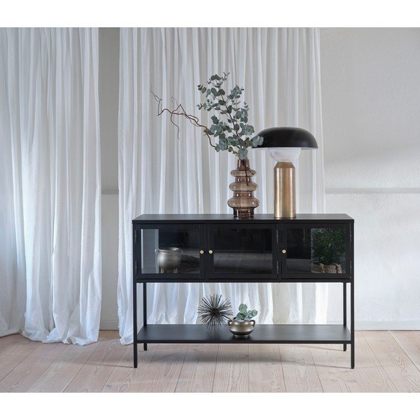 Črna kovinska vitrina 132x88 cm Carmel – Unique Furniture-image-1
