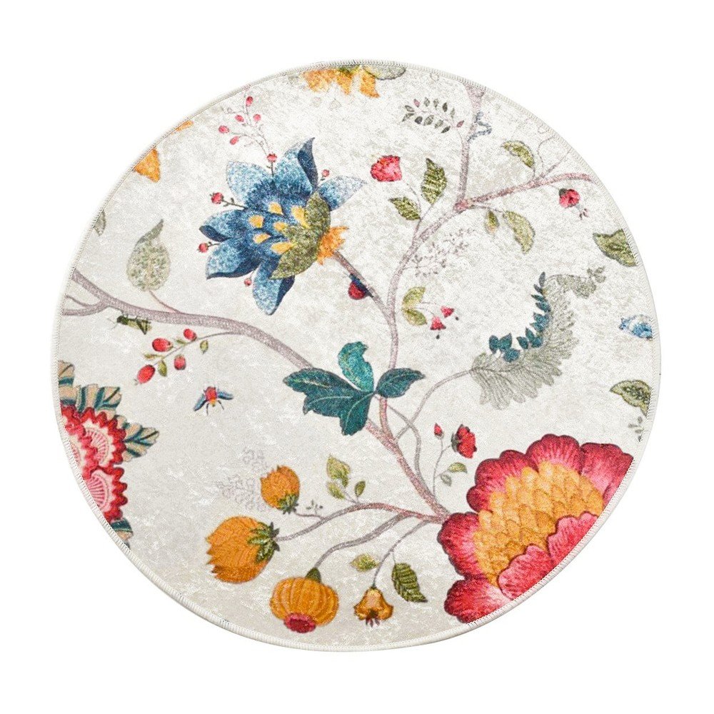 Siva žametna kopalniška preproga ø Vintage Flower