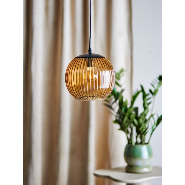 Rjava steklena LED viseča svetilka ø 23 cm Sybia – Bloomingville-image-1