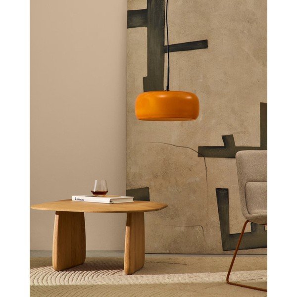 Oranžna LED viseča svetilka s steklenim senčilom ø 38 cm Reig – Kave Home-image-1