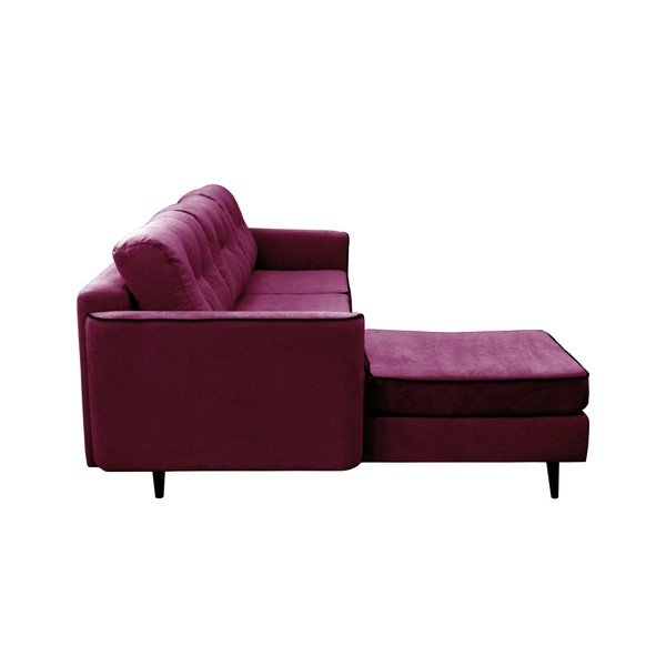 Vijolična raztegljiva sedežna garnitura s črnimi nogami Mazzini Sofas Dragonfly, levi kot-image-3