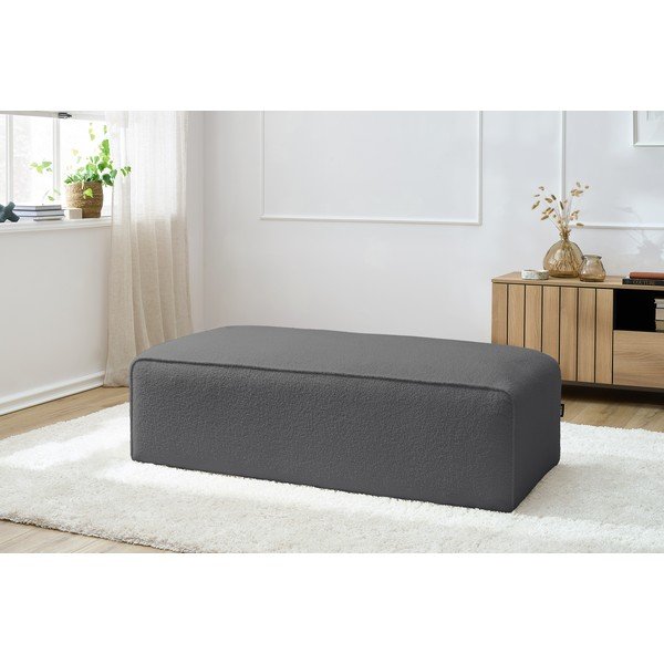 Temno siv modularni otoman iz tkanine bouclé Megeve – Bobochic Paris-image-1