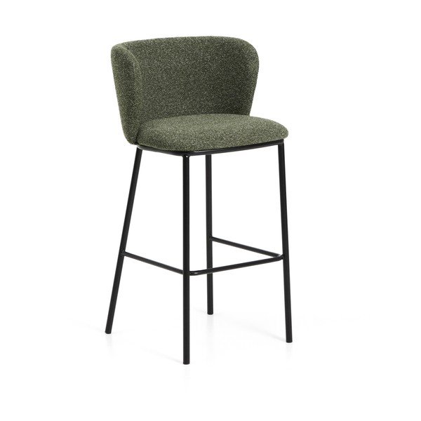 Temno zelen oblazinjen barski stol (višina sedeža 75 cm) Ciselia – Kave Home
