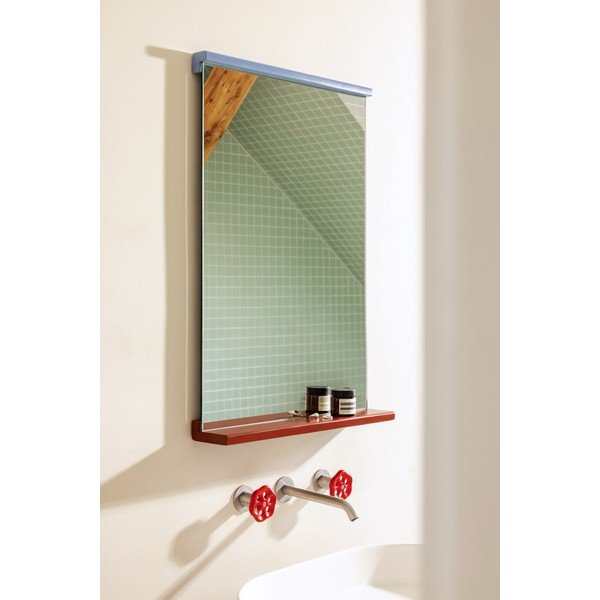 Stensko ogledalo s polico z lesenim okvirjem 50x75 cm Lun – noo.ma-image-1