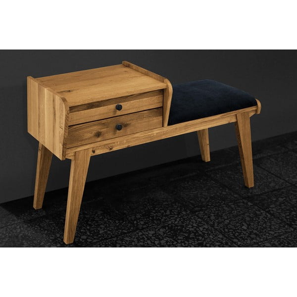 Klop s predali iz hrastovega lesa z modrim sedežem Retro - The Beds-image-3