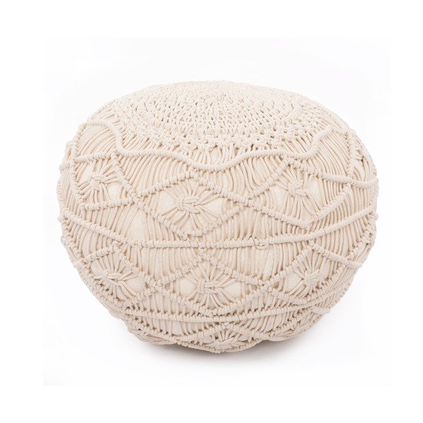 Bež puf Tiseco Home Studio Macramé, višina 35 cm