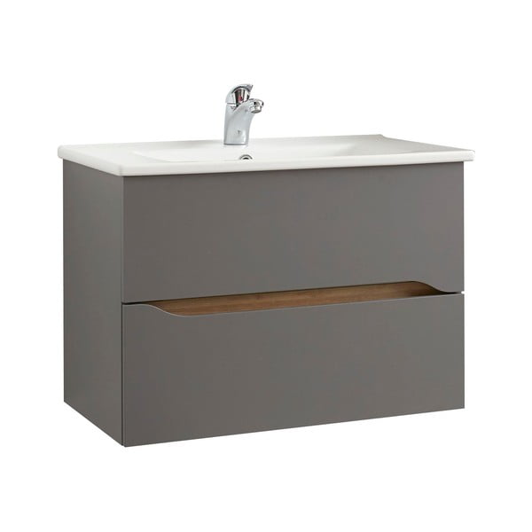 Siva omarica za pod umivalnik brez umivalnika 72x51 cm Set 357 - Pelipal-image-2