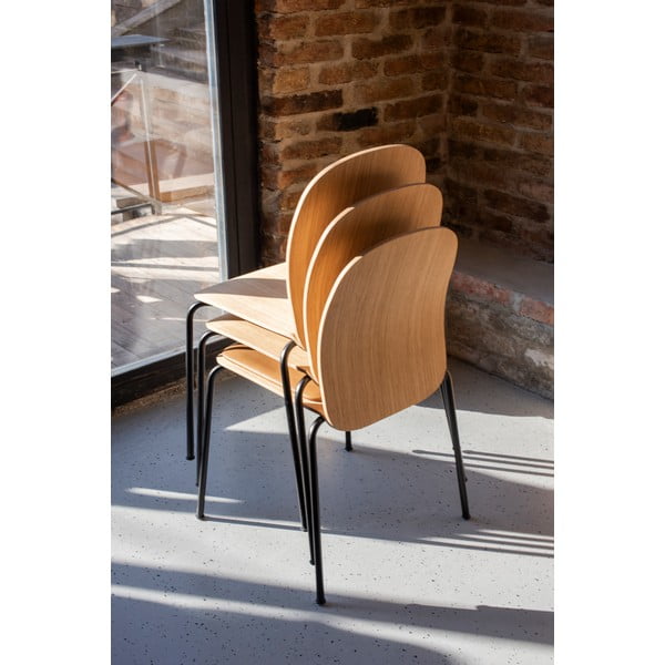 Rjavi jedilni stoli v kompletu z možnostjo nalaganja 2 ks v orehovem dekorju Book – Gazzda-image-1