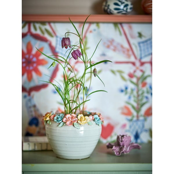 Ročno poslikan okrasni cvetlični lonec iz kamenine ø 19,5 cm Eanna – Bloomingville-image-1