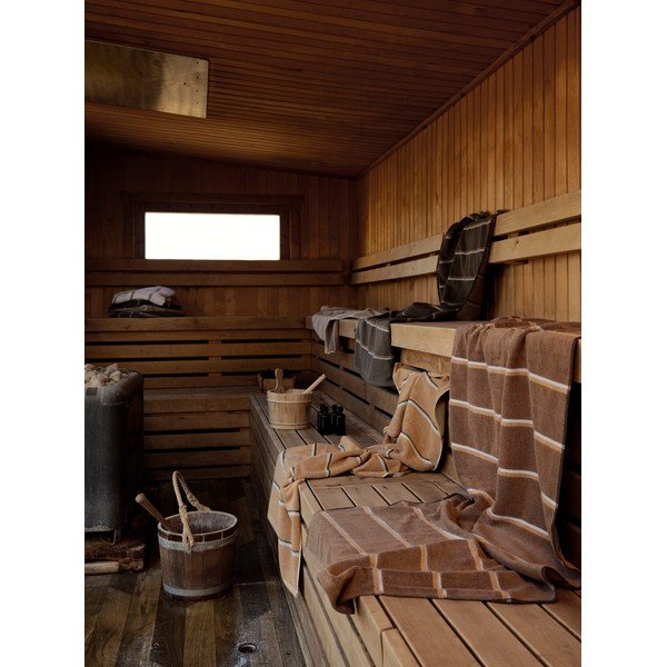 Rjava/bež bombažna brisača 70x140 cm Sauna – Zone-image-1