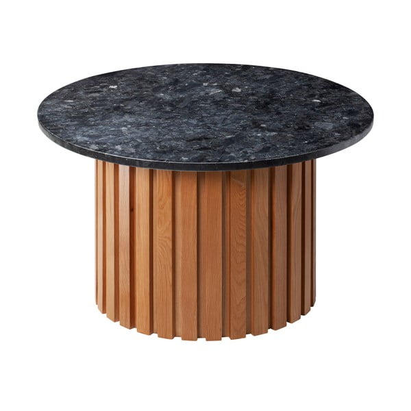 Kava miza iz črnega granita s podstavkom iz hrastovega lesa RGE Moon, ⌀ 85 cm
