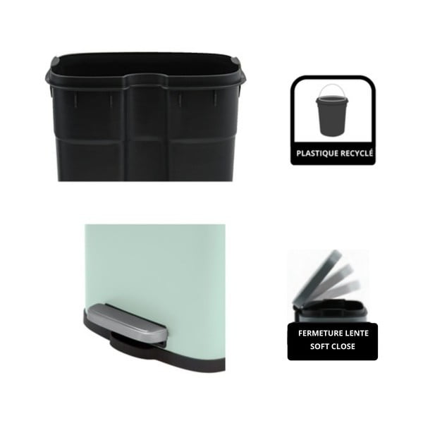 Mentolno zelen jeklen koš za smeti s pedalom 5 l Akira – Spirella-image-2