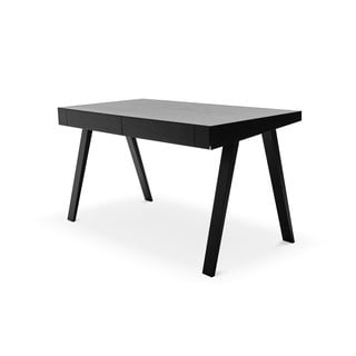 Črna pisalna miza z nogami iz jesena EMKO 4.9, 140 x 70 cm