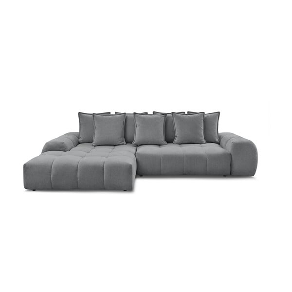 Temno siva raztegljiva/s prostorom za shranjevanje kotna sedežna garnitura iz šenilje (levi kot/z ležalnikom) Everest – Bobochic Paris