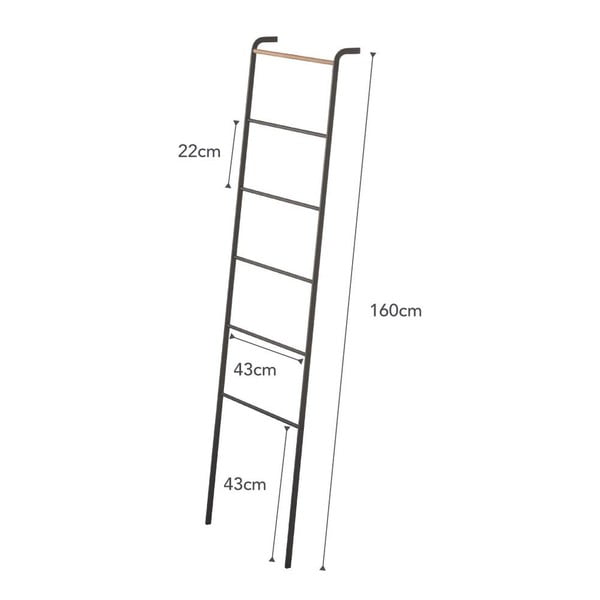 Črna dekorativna lestev z detajli iz bukovega lesa YAMAZAKI Tower Ladder-image-4