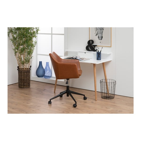 Rjav pisarniški stol iz umetnega usnja na koleščkih Actona Nora-image-4