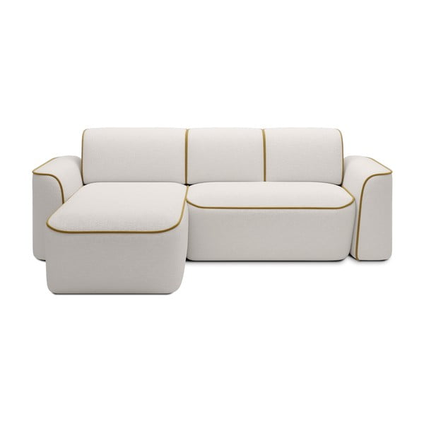 Rumena/kremno bela kotna sedežna garnitura iz tkanine bouclé (levi kot/z ležalnikom) Ume – ELTAP