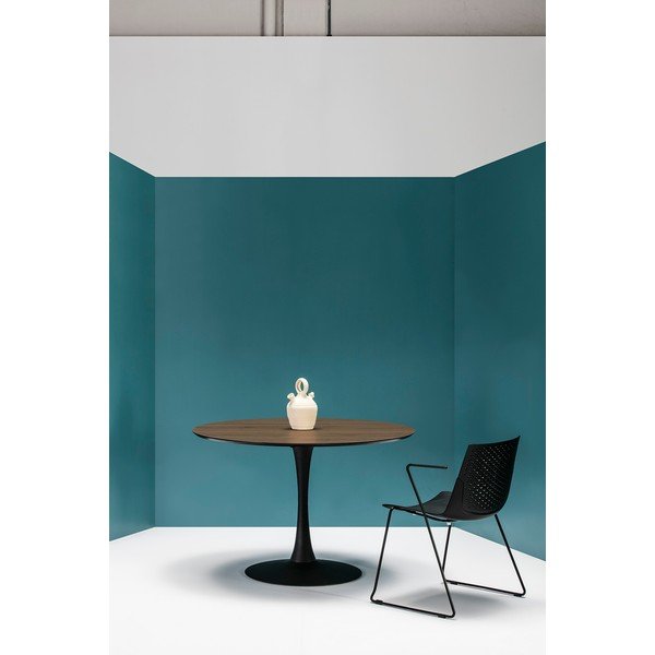 Okrogla jedilna miza s ploščo v orehovem dekorju Marckeric Oda, ⌀ 110 cm-image-2