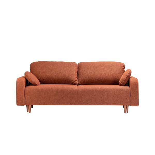 Opečnato oranžna raztegljiva sedežna garnitura iz tkanine bouclé 230 cm Trango – CustomForm