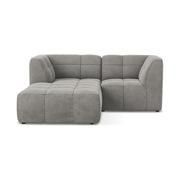 Siva žametna kotna sedežna garnitura (levi kot/z ležalnikom) Aloha – Makamii