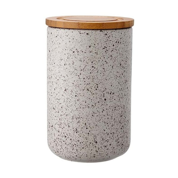 Ladelle Speckle siv keramični kozarec z bambusovim pokrovom, višina 17 cm