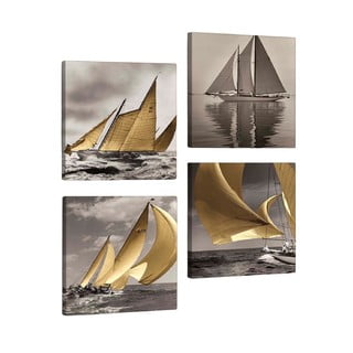 Dekorativna večdelna slika Boats, 33 x 33 cm