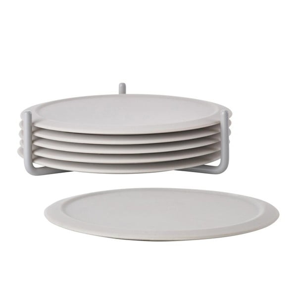 Komplet 6 svetlo sivih podstavkov s stojalom Zone Singles-image-2