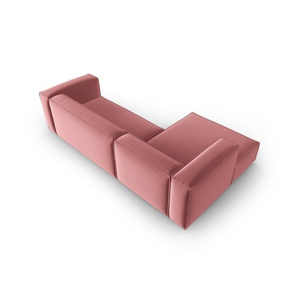 Rožnata žametna kotna sedežna garnitura Mackay – Cosmopolitan Design-image-3