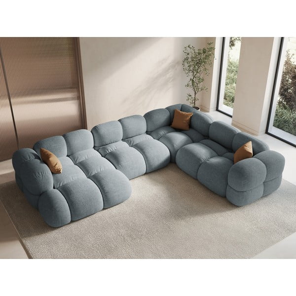 Svetlo modra kotna sedežna garnitura (desni kot/v obliki črke "U") Loretto – Cosmopolitan Design-image-1