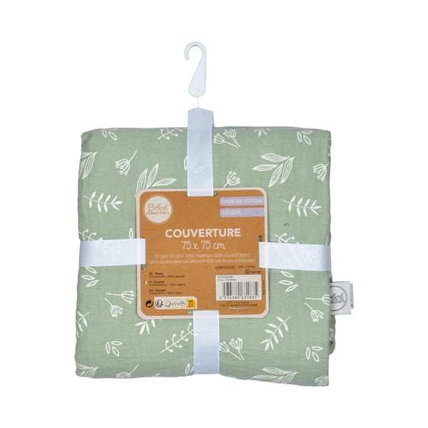 Zelena otroška odeja iz muslina 75x75 cm – Bébé Douceur-image-3