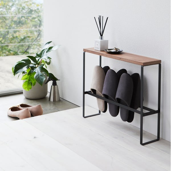 Črno/naravno kovinsko stojalo za copate Tower – YAMAZAKI-image-3