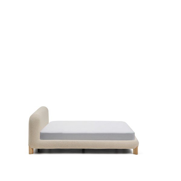 Bež oblazinjena zakonska postelja brez letvenega dna 180x200 cm Odina – Kave Home-image-4