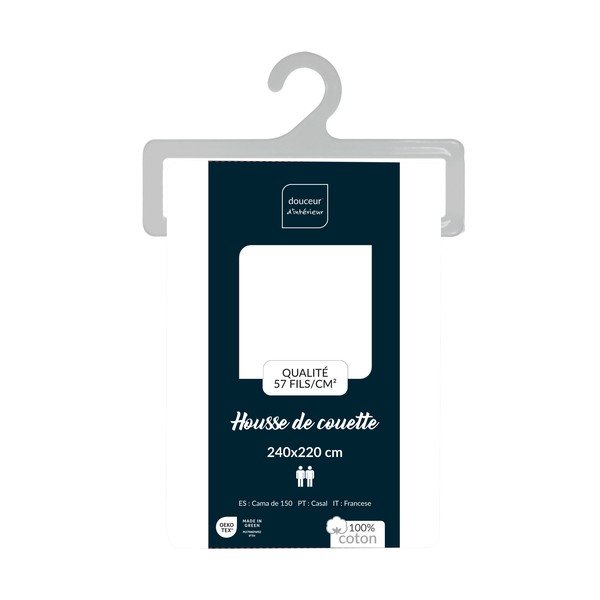 Bela bombažna prevleka za odejo za zakonsko posteljo/podaljšana 240x220 cm Lina – douceur d'intérieur-image-2