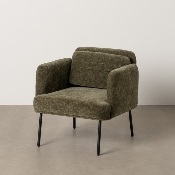 Zelen fotelj iz šenilje Bind – Ixia-image-2