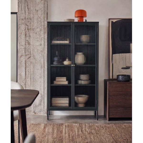 Temno zelena kovinska vitrina 90x190 cm Bronco – Unique Furniture-image-3