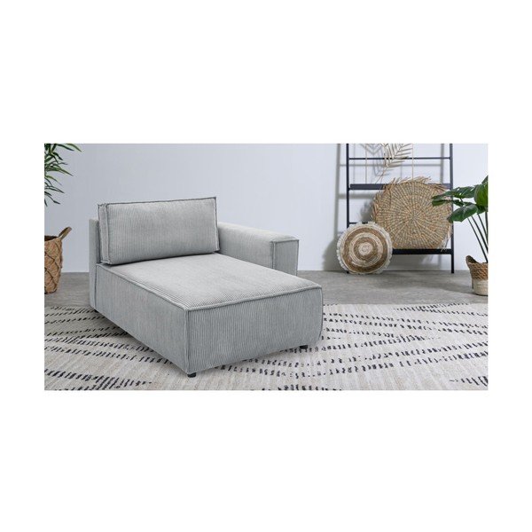 Svetlo siv modul za sedežno garnituro iz rebrastega žameta (desni kot) Nihad modular – Bobochic Paris-image-1