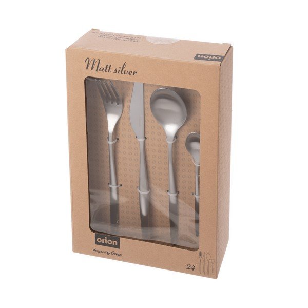 Pribor iz nerjavečega jekla 24 ks v srebrni barvi – Orion-image-4