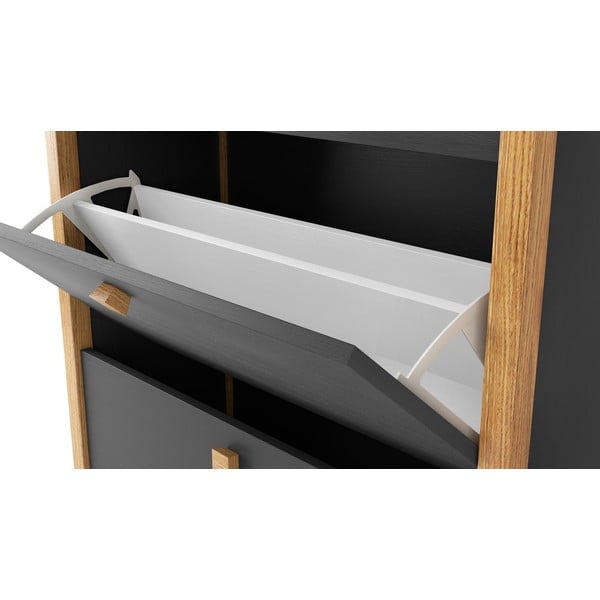 Temno sivo stojalo za čevlje s tremi predali Woodman Bode-image-3