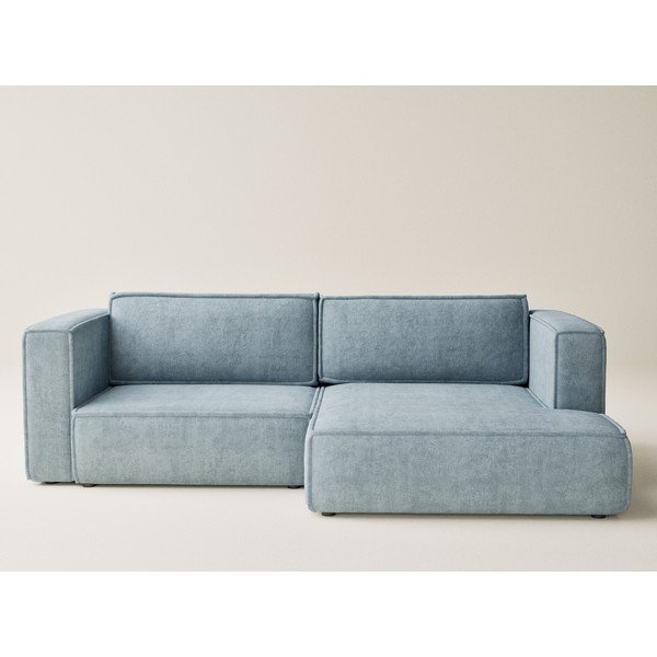 Svetlo modra raztegljiva/s prostorom za shranjevanje kotna sedežna garnitura iz šenilje (desni kot/z ležalnikom) Velto – Maison de Rêve-image-2