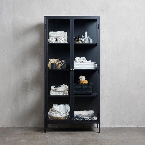 Črna kovinska vitrina 90x190 cm Carmel – Unique Furniture-image-4