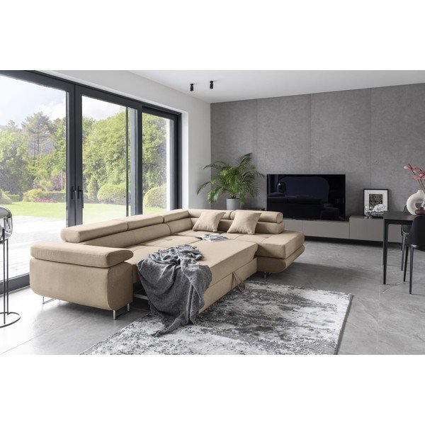 Bež raztegljiva/s prostorom za shranjevanje kotna sedežna garnitura (desni kot/v obliki črke L) Anton – ELTAP-image-3