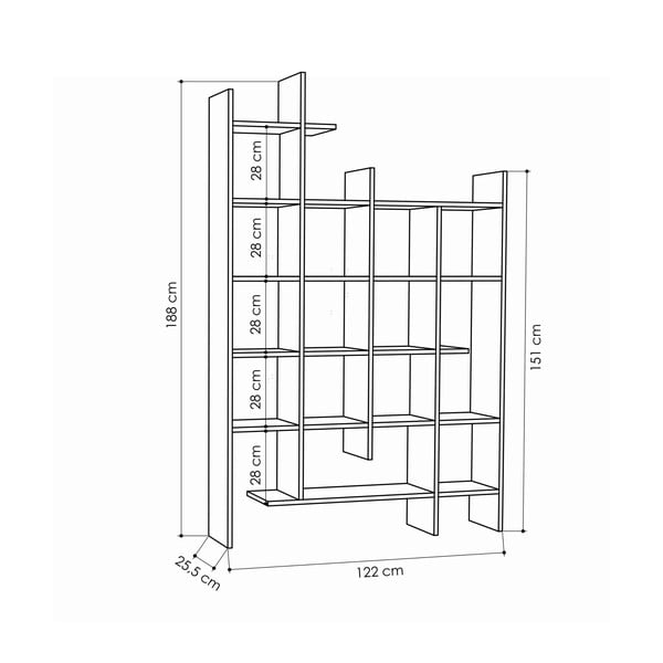 Regal v hrastovem dekorju v naravni barvi 122x188 cm Manco – Kalune Design-image-2