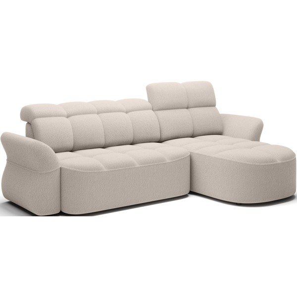 Bež raztegljiva/s prostorom za shranjevanje kotna sedežna garnitura iz tkanine bouclé (desni kot/z ležalnikom) Beneth – ELTAP-image-2