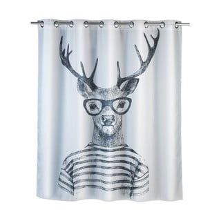 Bela kopalniška zavesa z zaščito proti plesni Wenko Mr. Deer, 180 x 200 cm