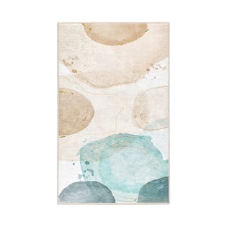 Kremno bela/turkizna pralna preproga 80x150 cm Puddle – Mila Home