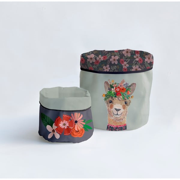 Tekstilne košare v kompletu 2 ks Floral Llama – Little Nice Things